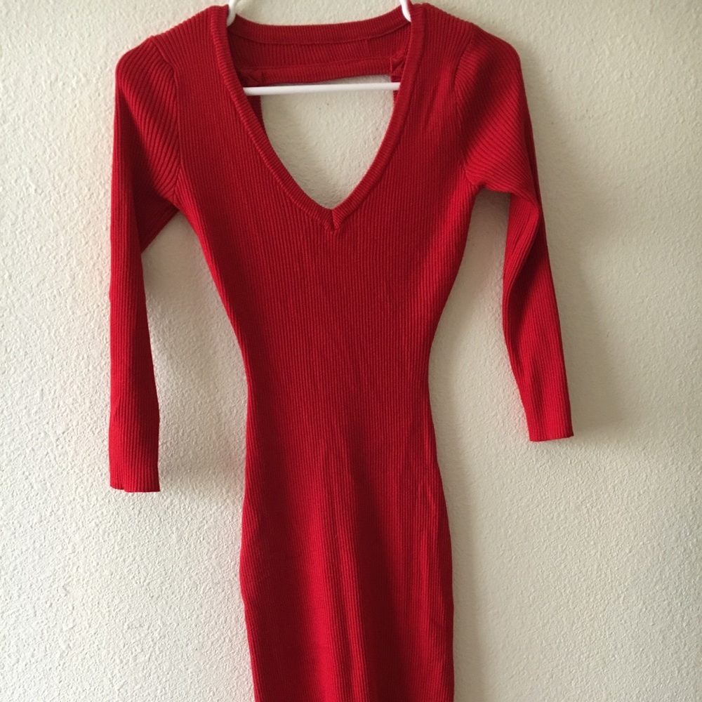 Red sweater dress